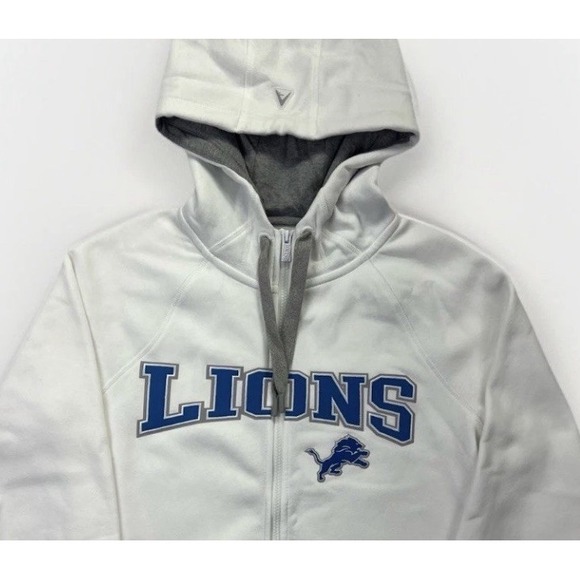 Detroit Lions Womens Hoodie Antigua Full Zip Sweatshirt White Size M NFL - Picture 2 of 9